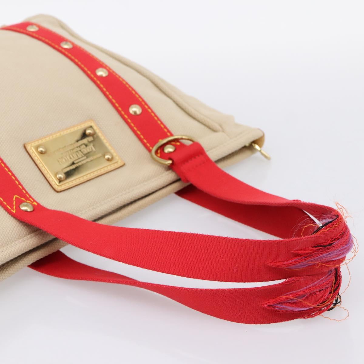 LOUIS VUITTON Antigua Cabas MM Tote Bag Beige Red M40035 LV Auth 202767