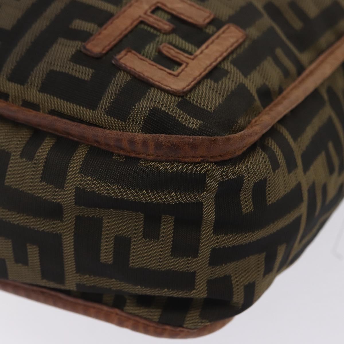 FENDI Zucca Canvas Shoulder Bag Brown Black Auth 202768