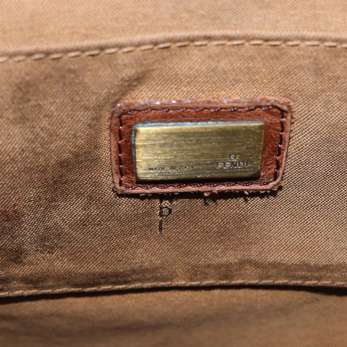 FENDI Zucca Canvas Shoulder Bag Brown Black Auth 202768