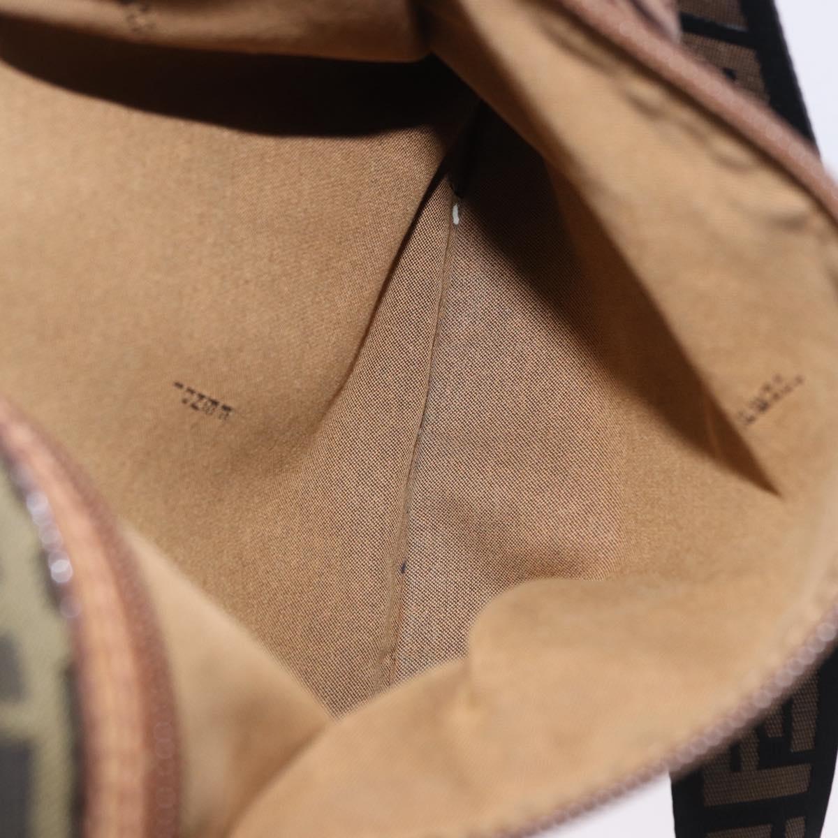 FENDI Zucca Canvas Shoulder Bag Brown Black Auth 202768