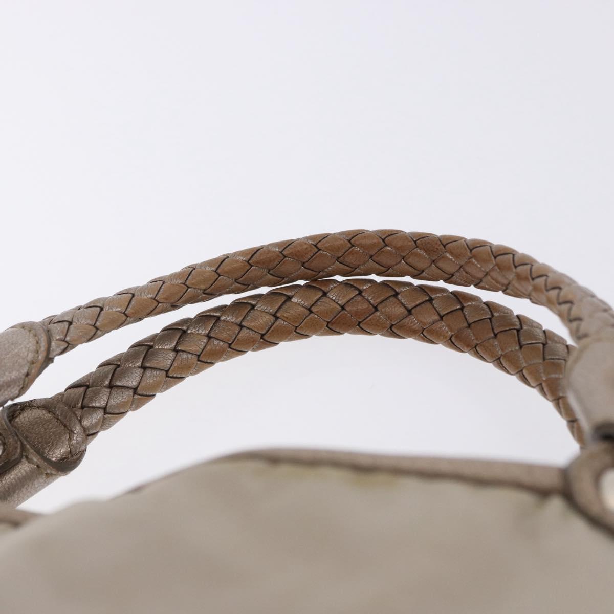 Salvatore Ferragamo Hand Bag Nylon 2way Beige Silver Auth 202769