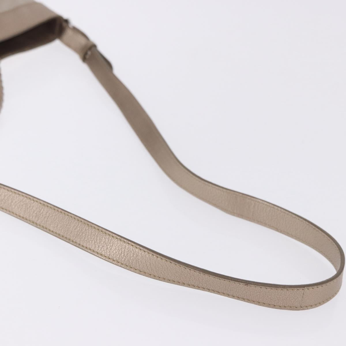 Salvatore Ferragamo Hand Bag Nylon 2way Beige Silver Auth 202769