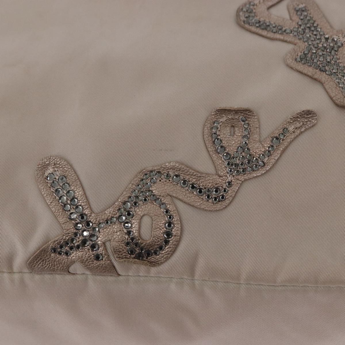 Salvatore Ferragamo Hand Bag Nylon 2way Beige Silver Auth 202769