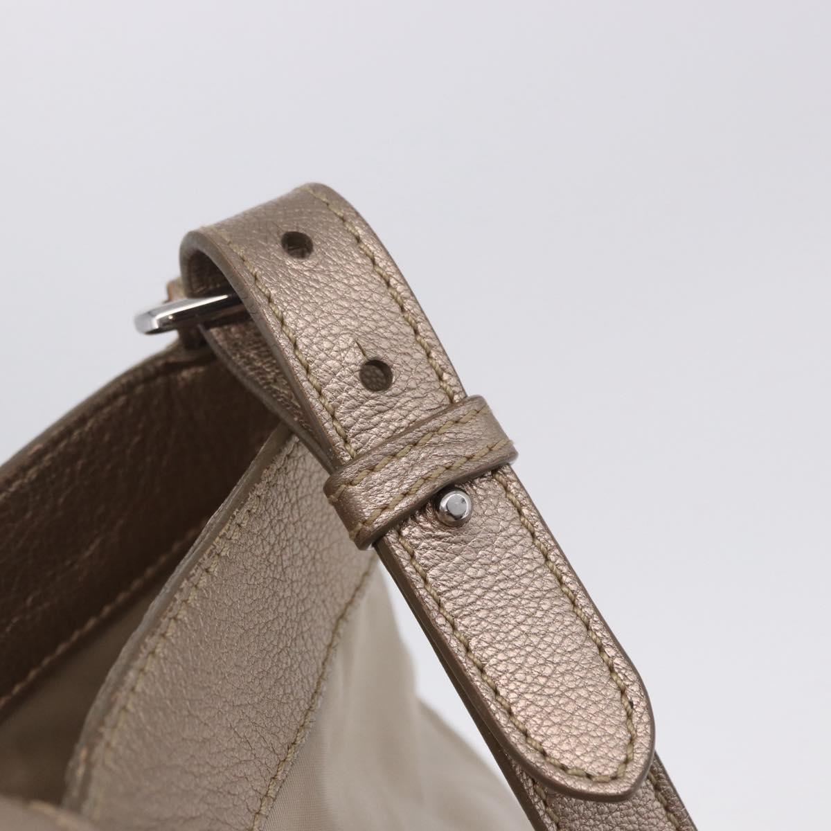 Salvatore Ferragamo Hand Bag Nylon 2way Beige Silver Auth 202769