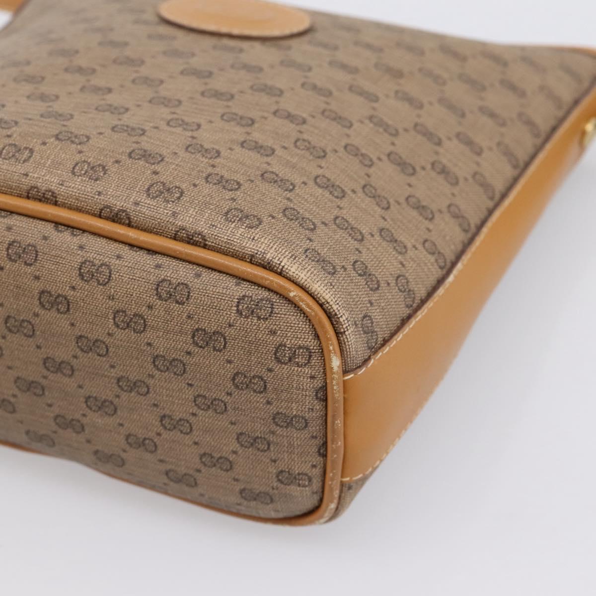 GUCCI Micro GG Supreme Shoulder Bag PVC Beige Gold Auth 202771