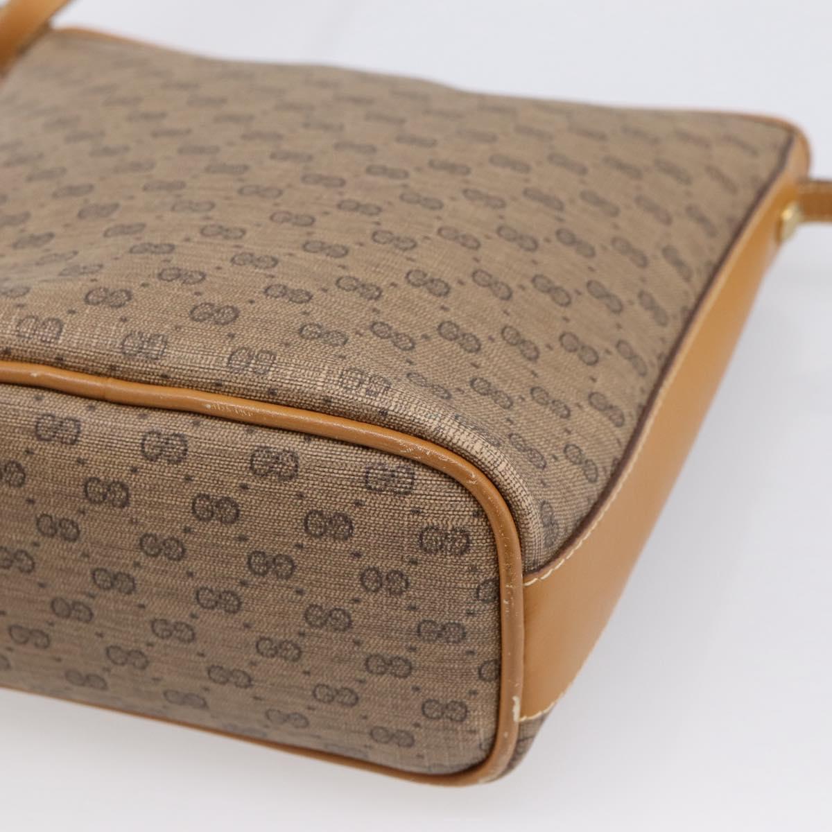 GUCCI Micro GG Supreme Shoulder Bag PVC Beige Gold Auth 202771