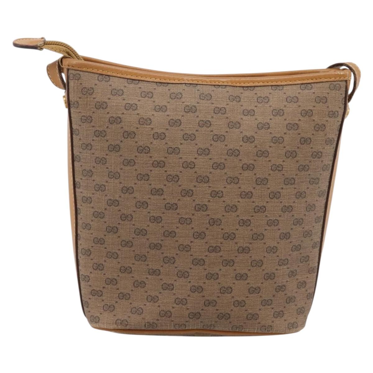 GUCCI Micro GG Supreme Shoulder Bag PVC Beige Gold Auth 202771