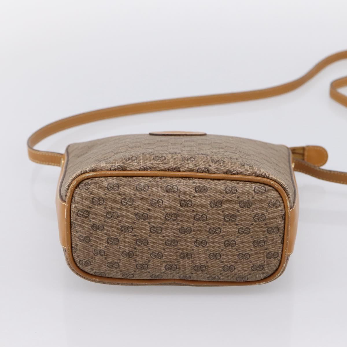GUCCI Micro GG Supreme Shoulder Bag PVC Beige Gold Auth 202771