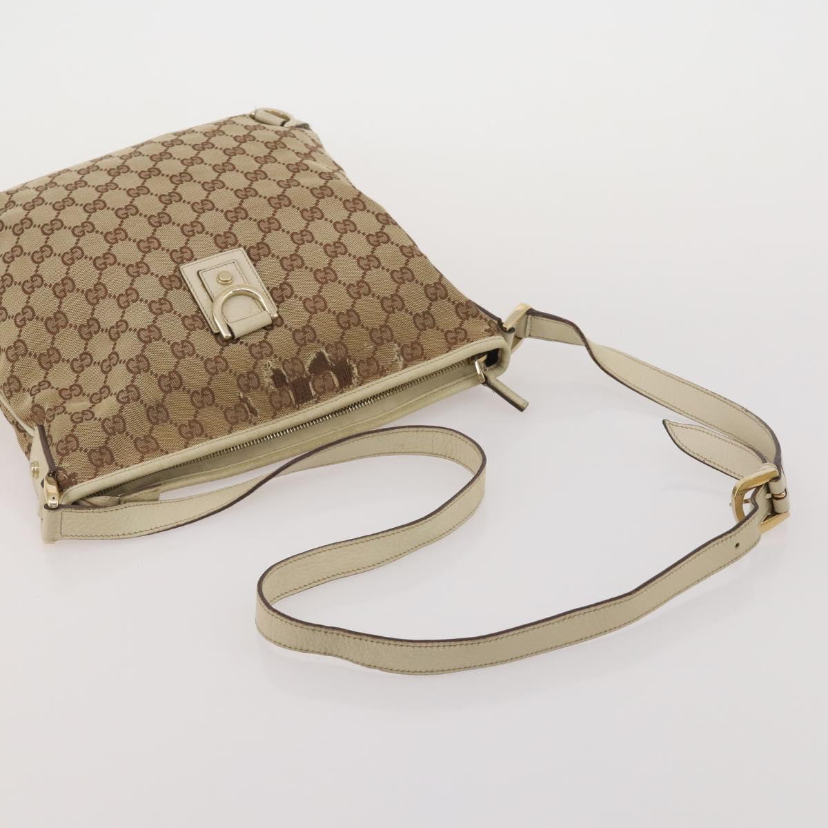 GUCCI GG Canvas Shoulder Bag Nylon 2 Set Beige Black Auth 202774