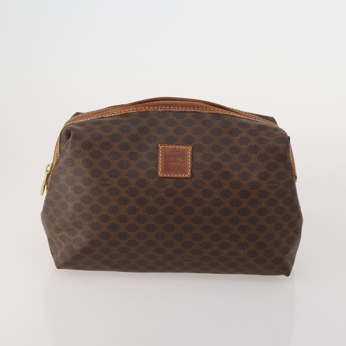CELINE Macadam Canvas Shoulder Bag PVC Leather 2 Set Brown Black Auth 202775
