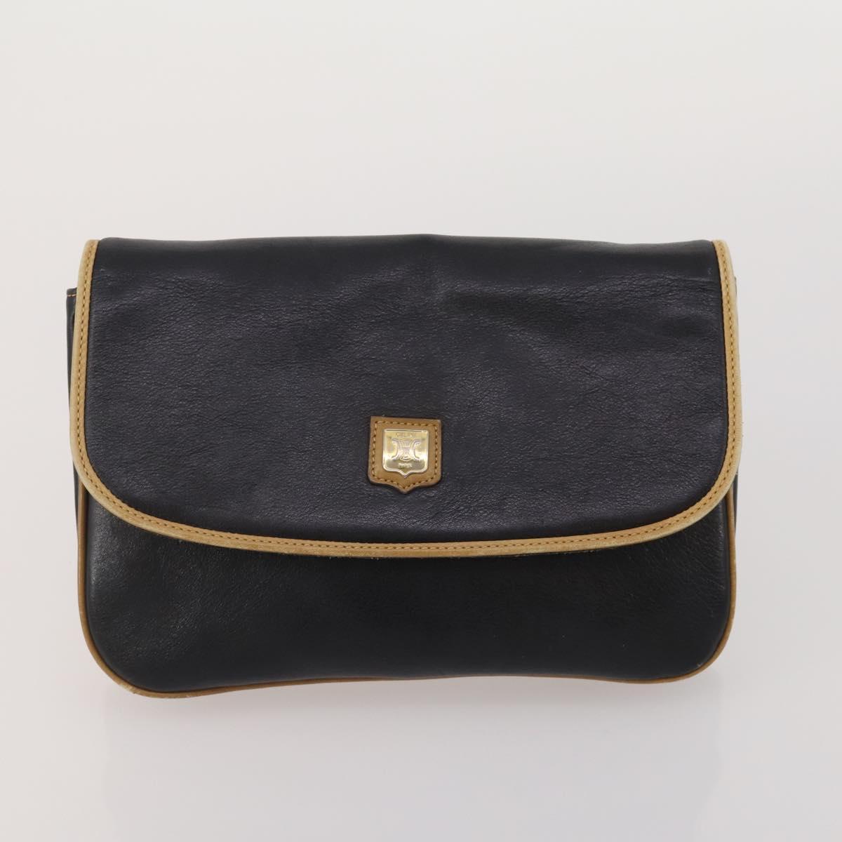 CELINE Macadam Canvas Shoulder Bag PVC Leather 2 Set Brown Black Auth 202775
