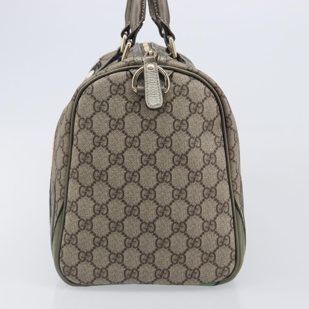 GUCCI GG Supreme Boston Bag PVC Beige Gold Tone 189895 Auth 202805V