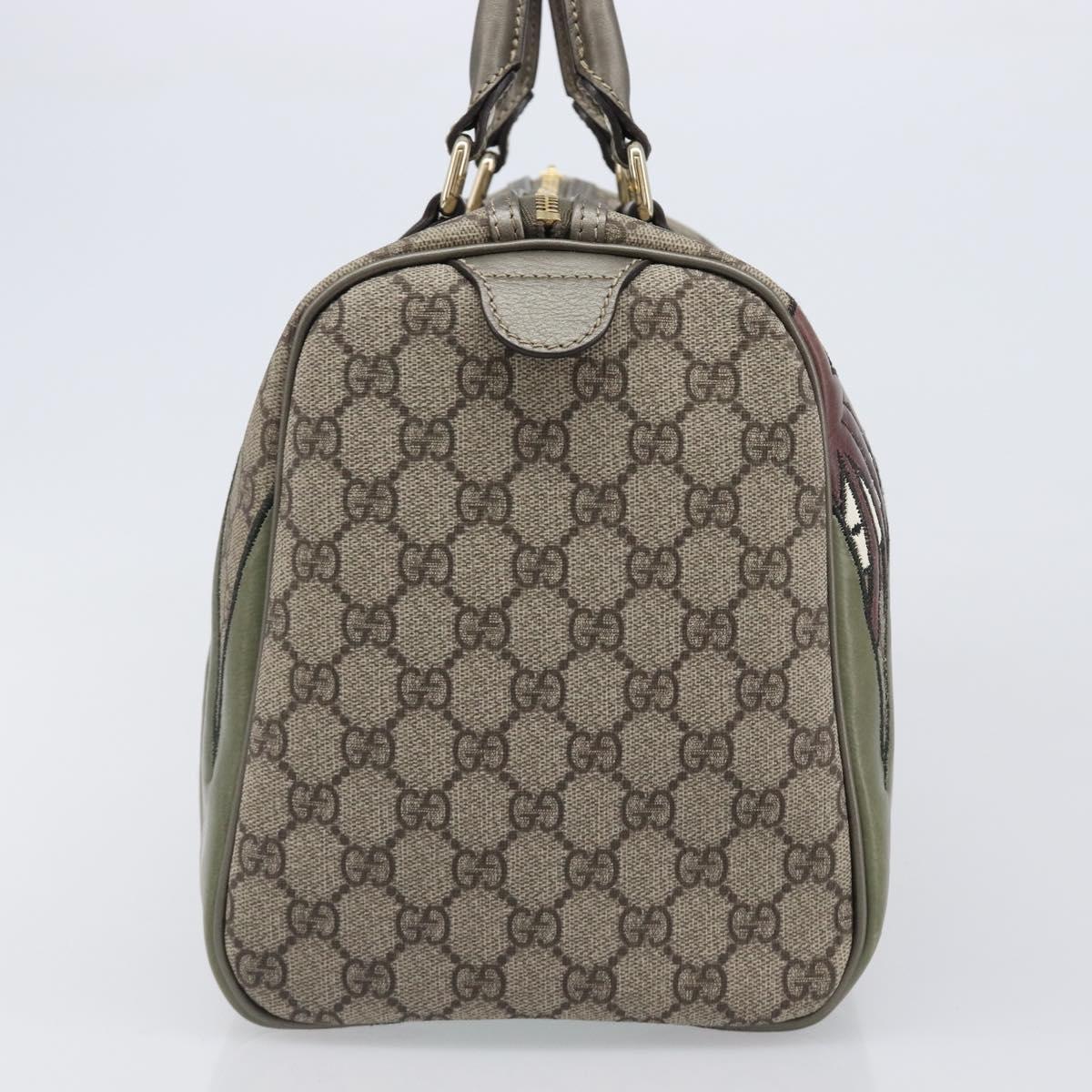 GUCCI GG Supreme Boston Bag PVC Beige Gold Tone 189895 Auth 202805V