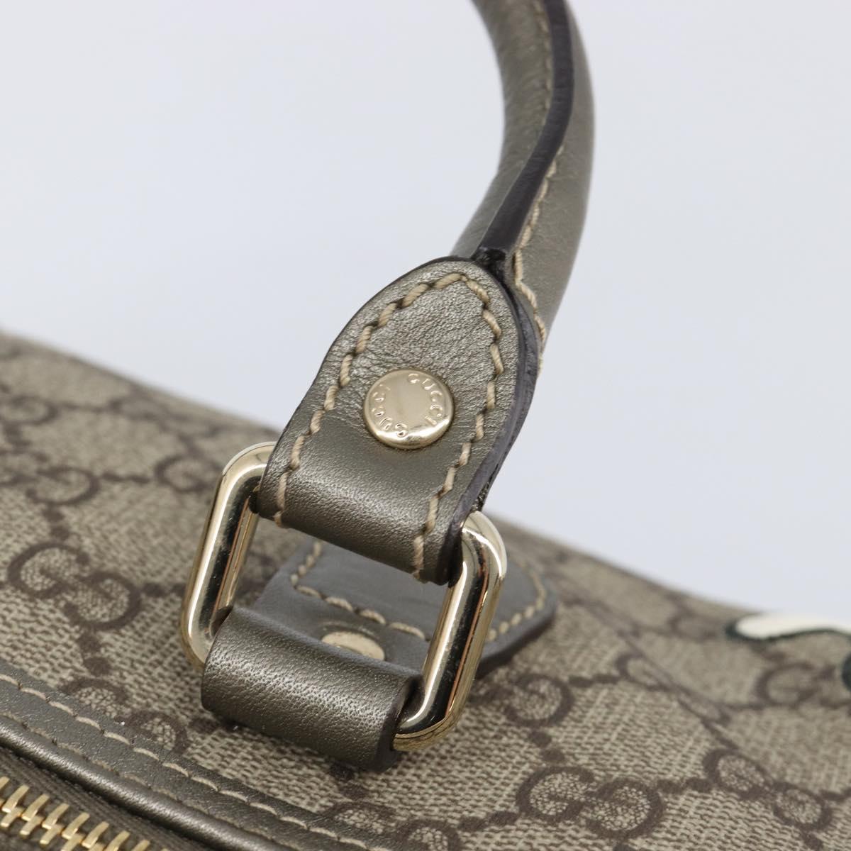 GUCCI GG Supreme Boston Bag PVC Beige Gold Tone 189895 Auth 202805V