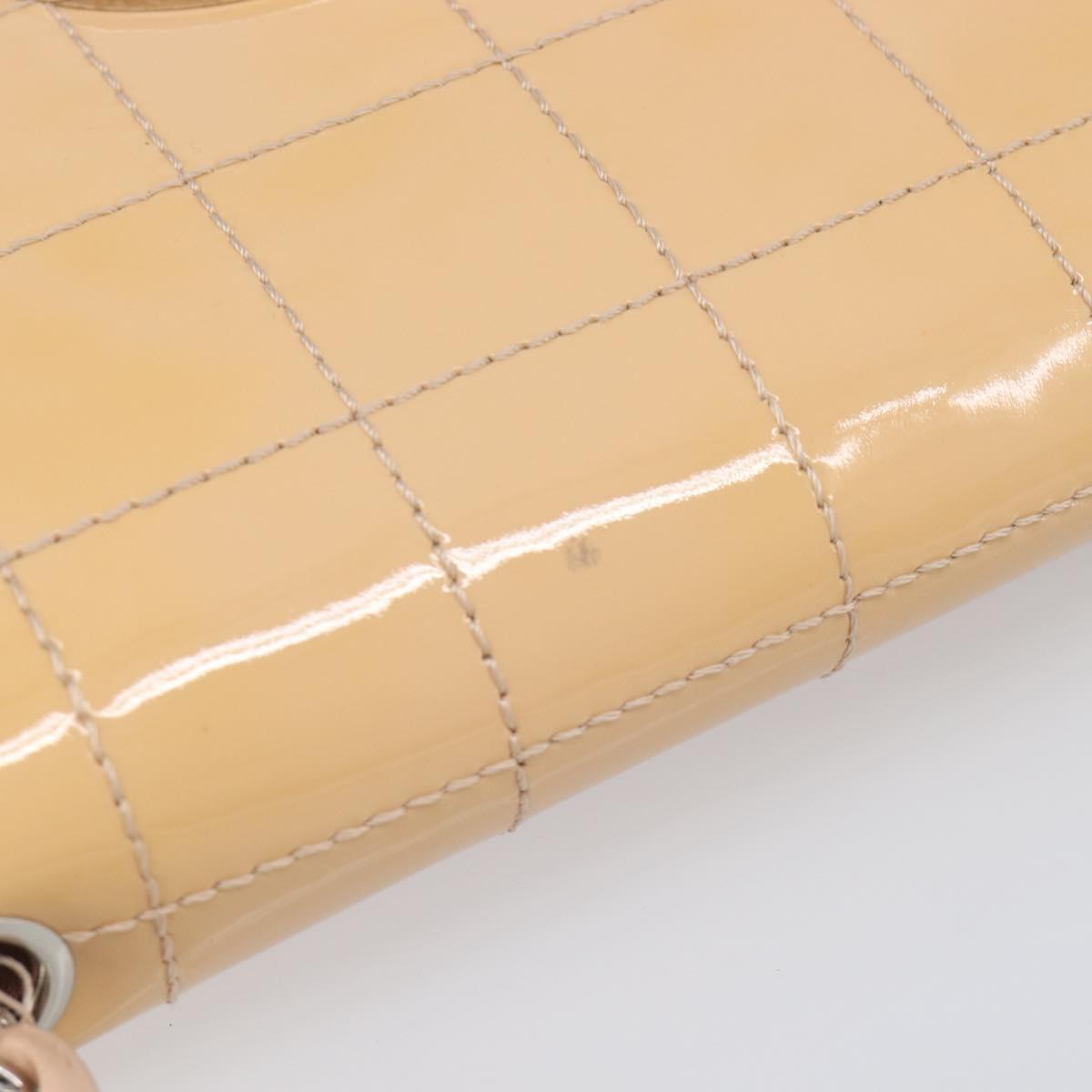 CHANEL Choco Bar Chain Shoulder Bag Patent Pink Silver CC Auth 202807A