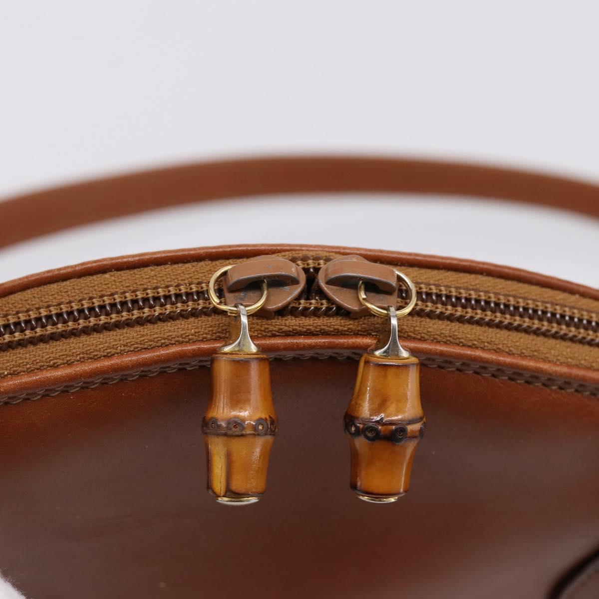 GUCCI Bamboo Hand Bag Leather 2way Brown Gold Tone 000 2865 0272 Auth 202817