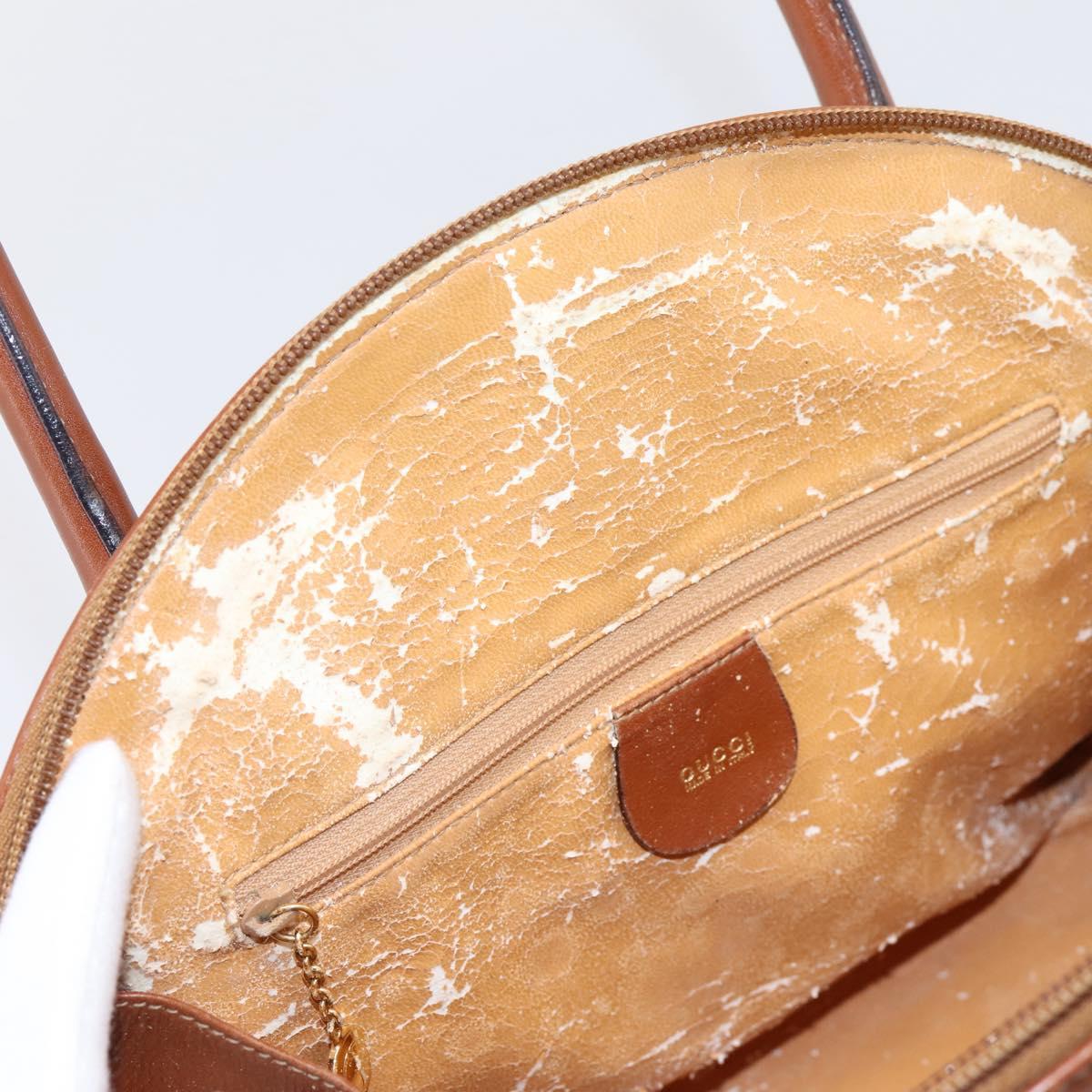 GUCCI Bamboo Hand Bag Leather 2way Brown Gold Tone 000 2865 0272 Auth 202817