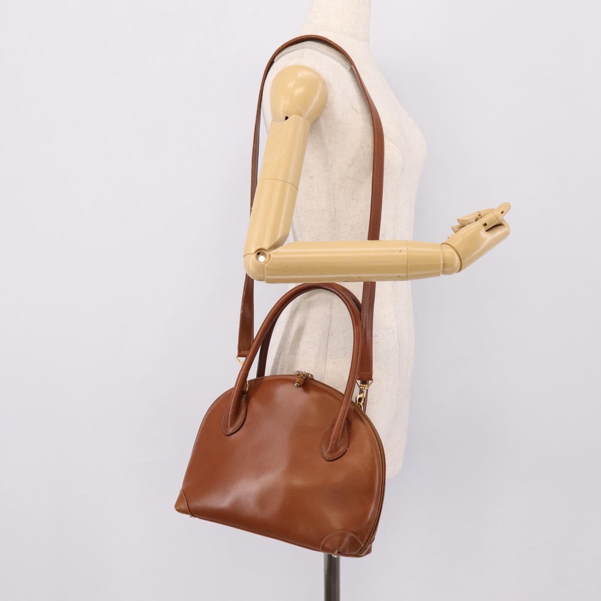GUCCI Bamboo Hand Bag Leather 2way Brown Gold Tone 000 2865 0272 Auth 202817