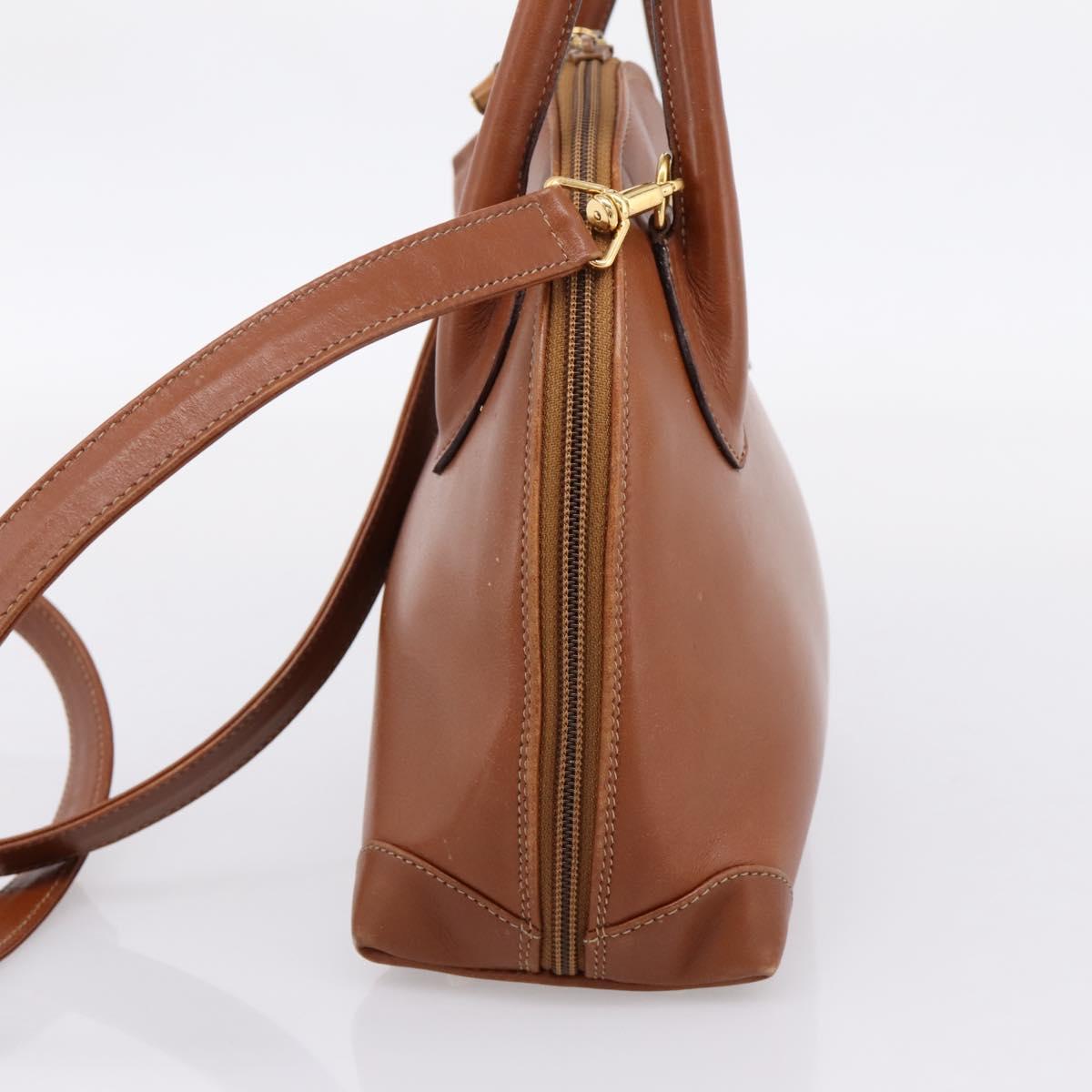 GUCCI Bamboo Hand Bag Leather 2way Brown Gold Tone 000 2865 0272 Auth 202817