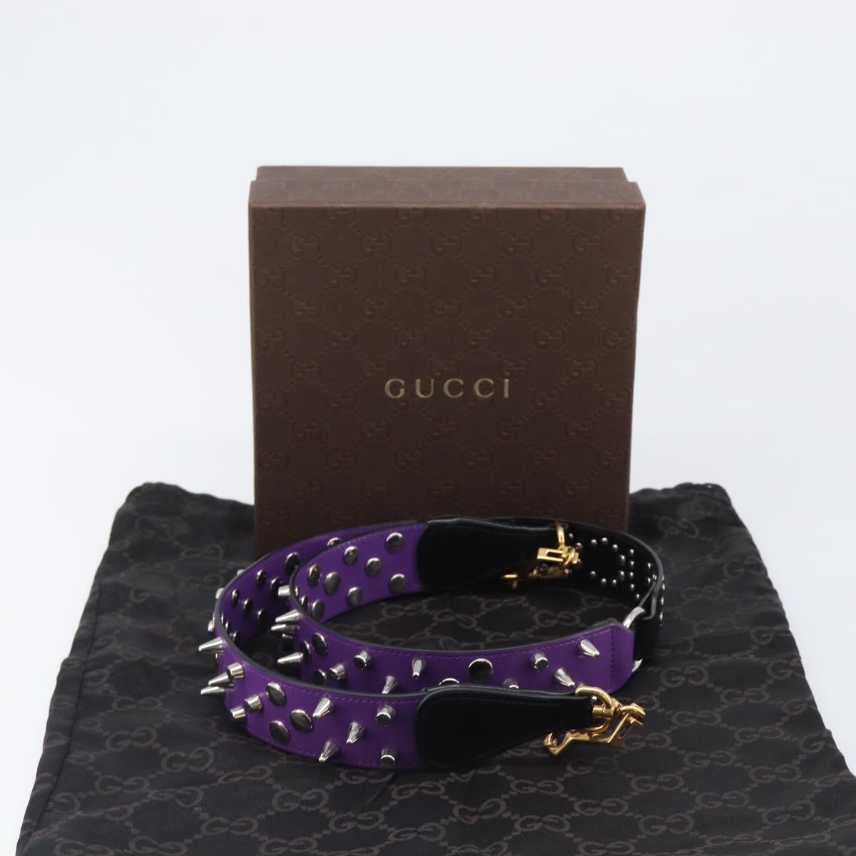 GUCCI Shoulder Strap Leather Purple Black Auth 202818V