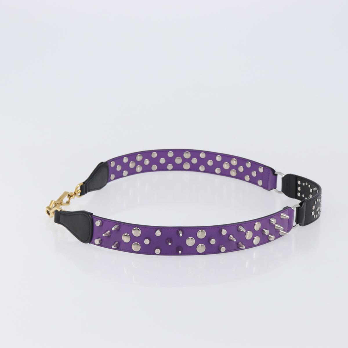 GUCCI Shoulder Strap Leather Purple Black Auth 202818V