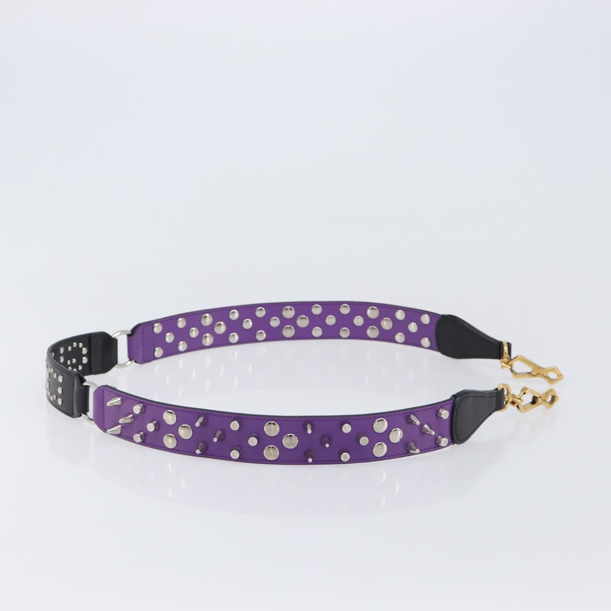 GUCCI Shoulder Strap Leather Purple Black Auth 202818V