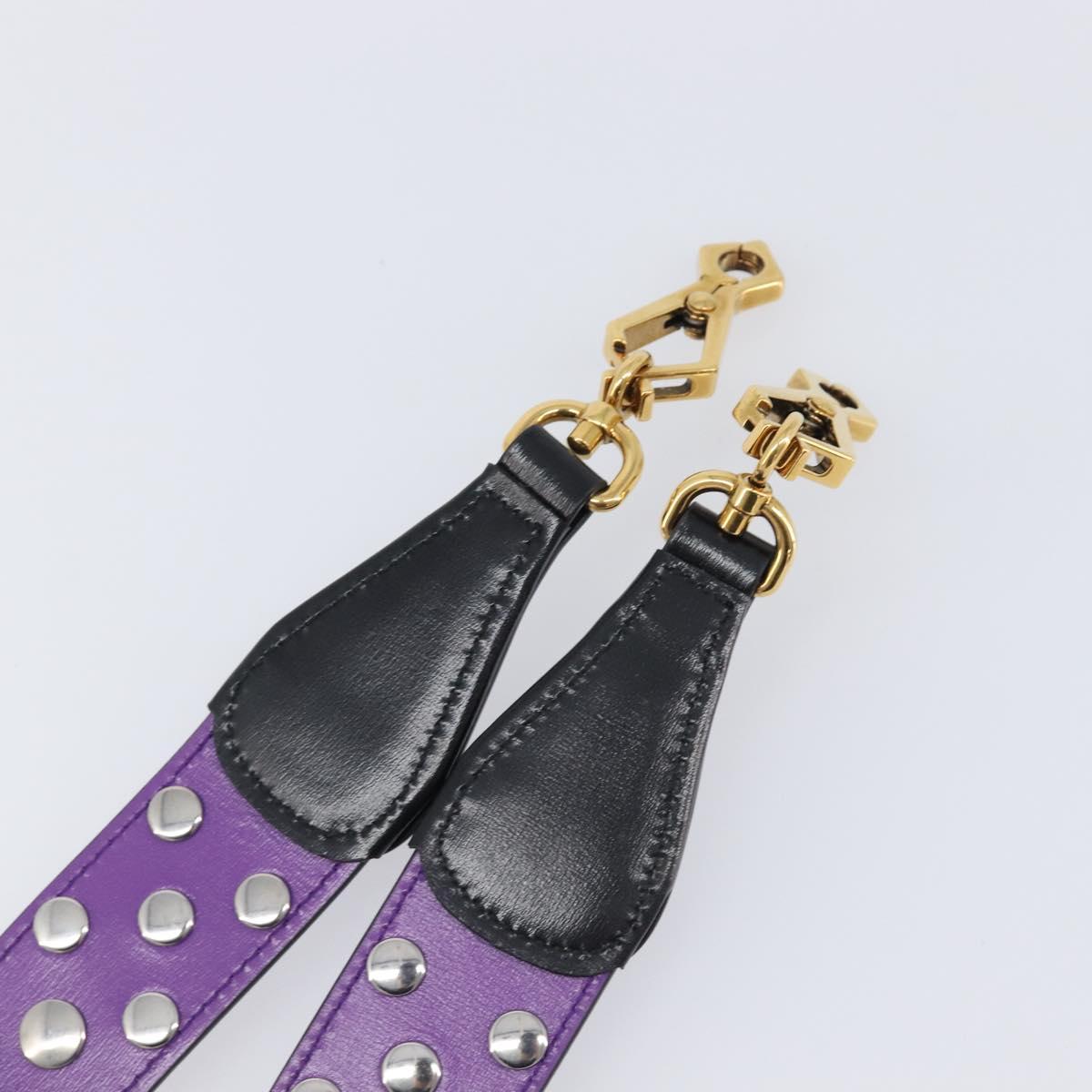 GUCCI Shoulder Strap Leather Purple Black Auth 202818V