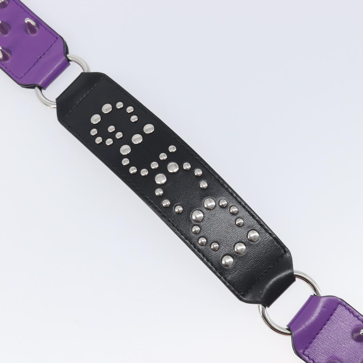 GUCCI Shoulder Strap Leather Purple Black Auth 202818V