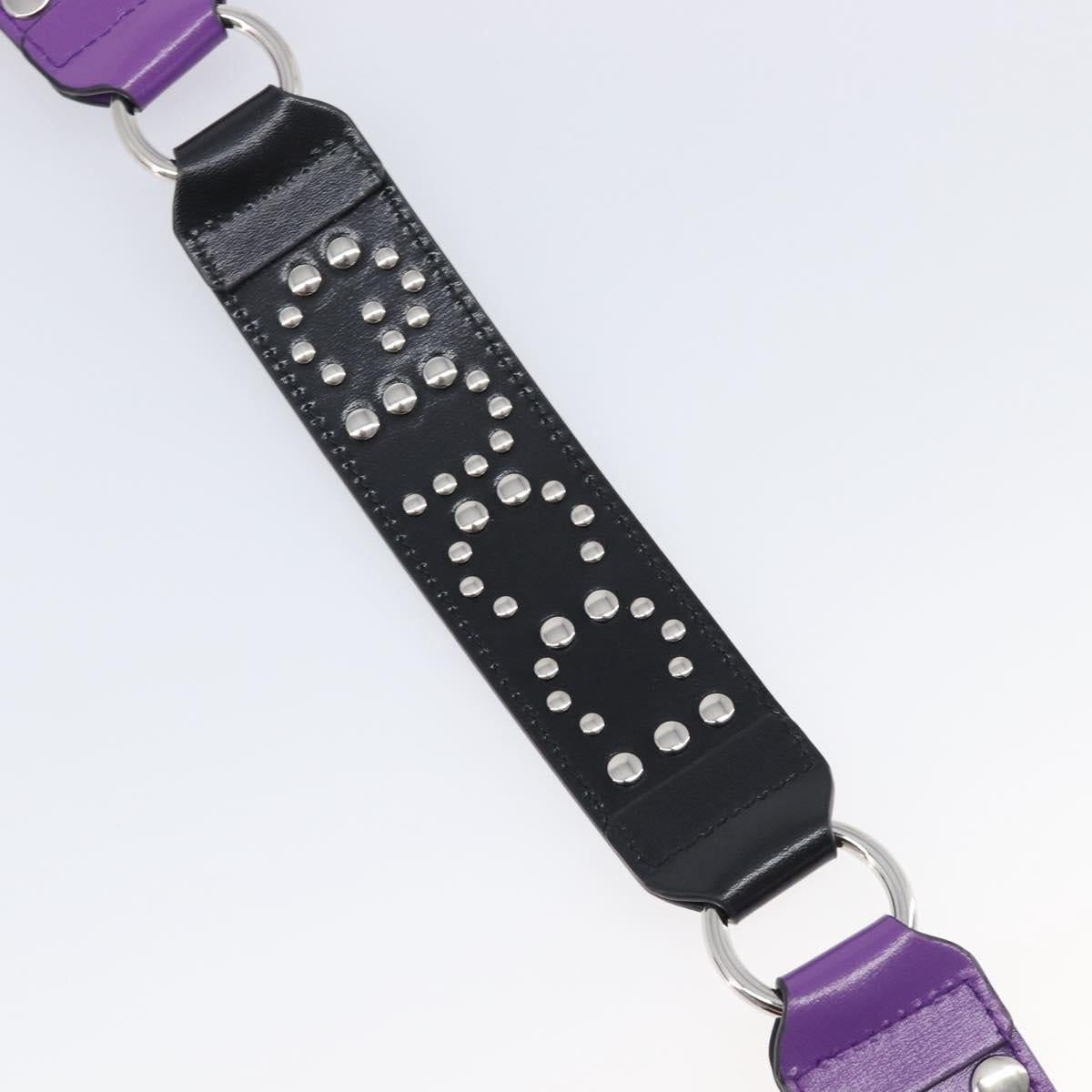 GUCCI Shoulder Strap Leather Purple Black Auth 202818V