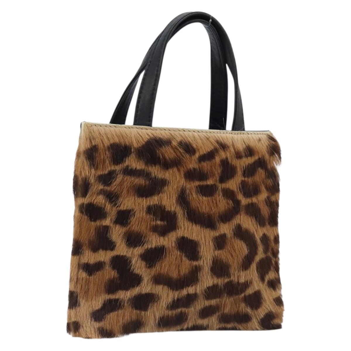 LOEWE Hand Bag Harako leather Brown Black Auth 202820