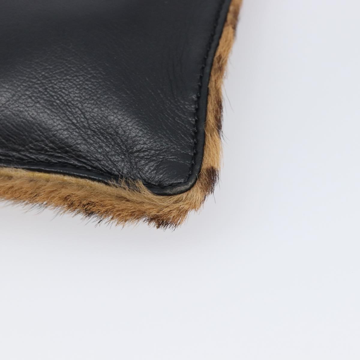 LOEWE Hand Bag Harako leather Brown Black Auth 202820