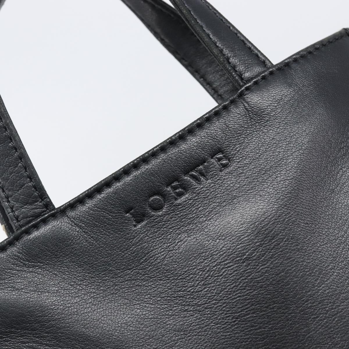 LOEWE Hand Bag Harako leather Brown Black Auth 202820