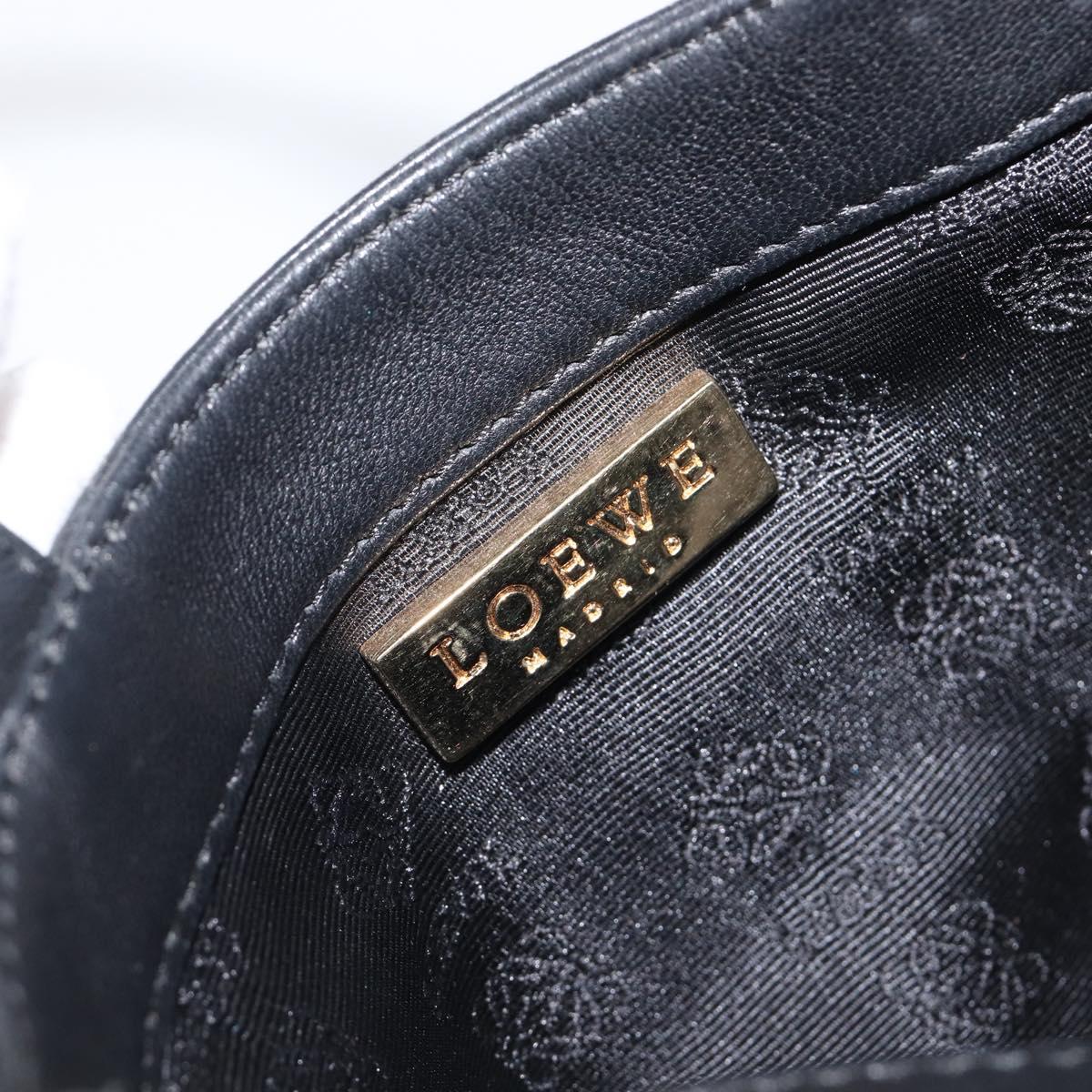 LOEWE Hand Bag Harako leather Brown Black Auth 202820