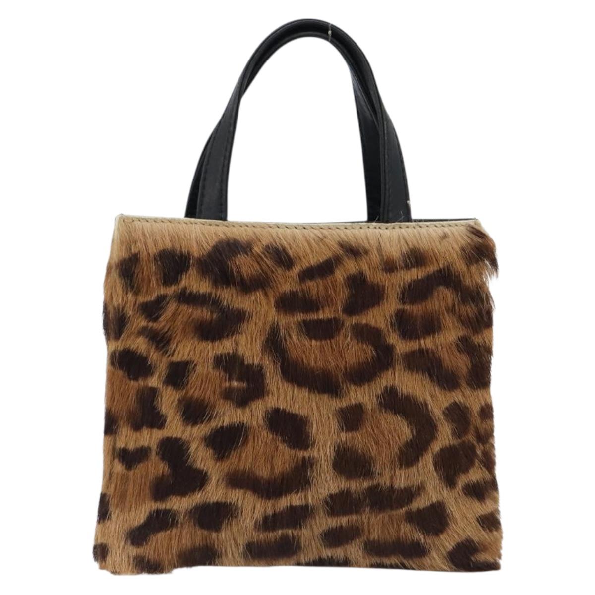 LOEWE Hand Bag Harako leather Brown Black Auth 202820