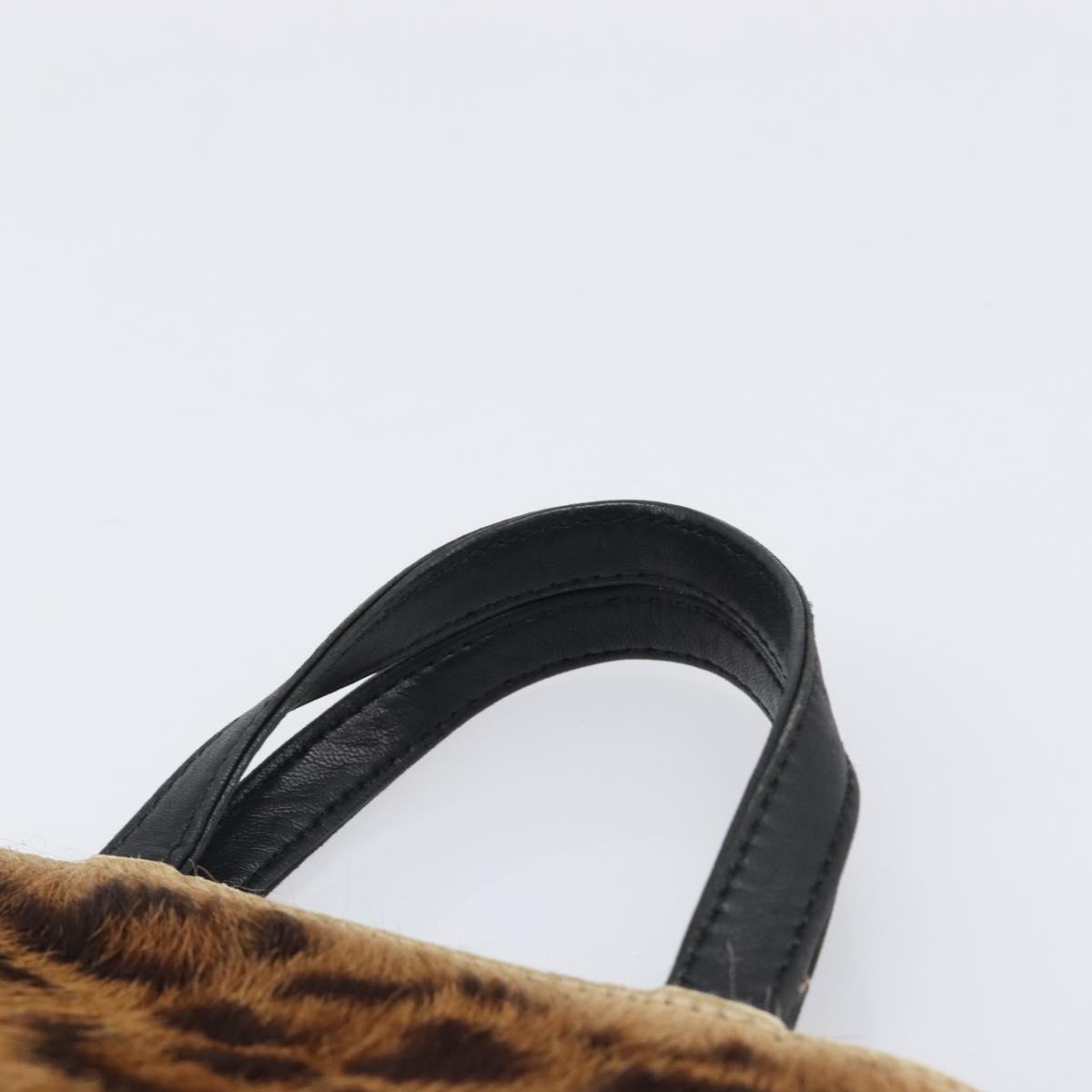LOEWE Hand Bag Harako leather Brown Black Auth 202820