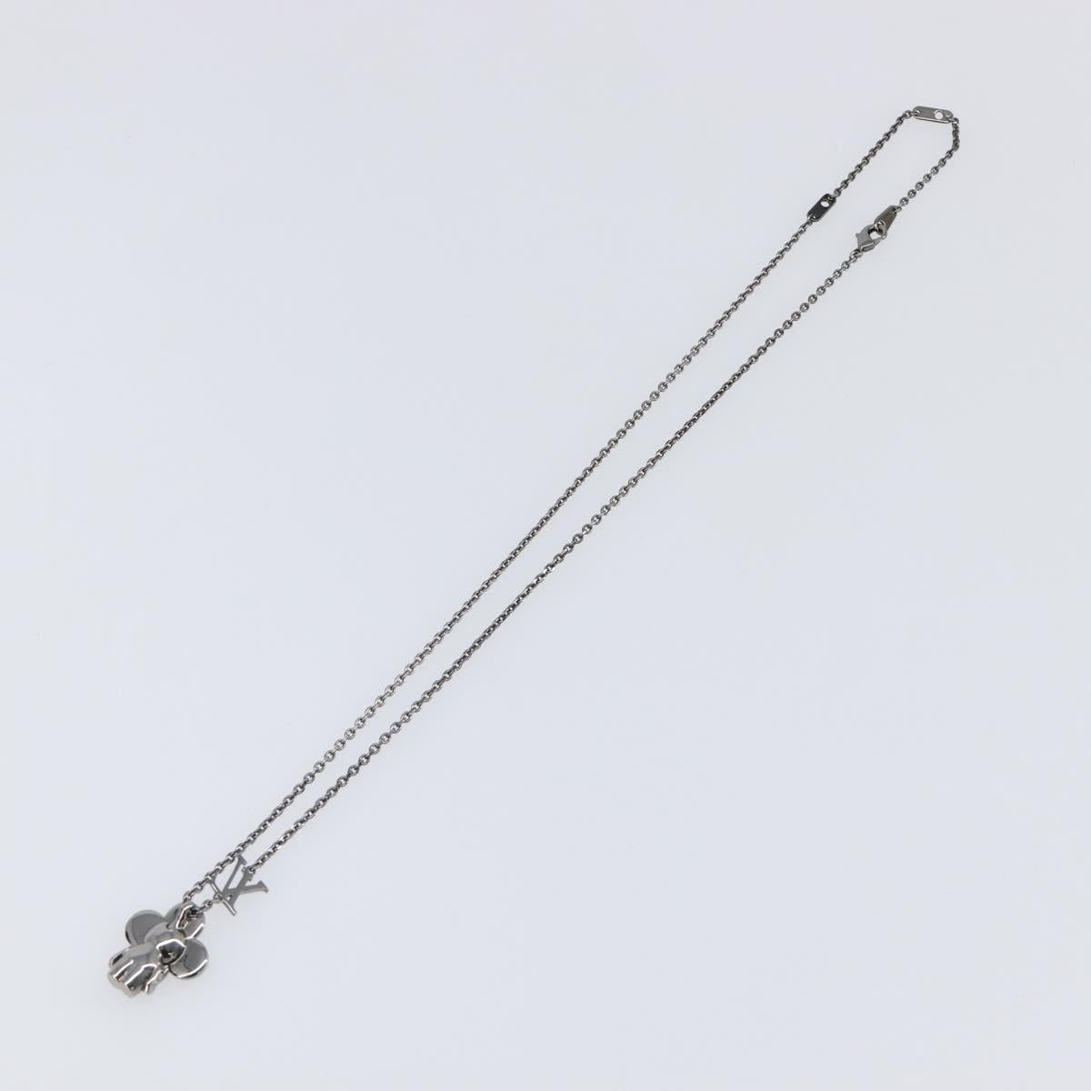 LOUIS VUITTON Pendant Vivienne Necklace Metal Black Silver M00831 Auth 202825M