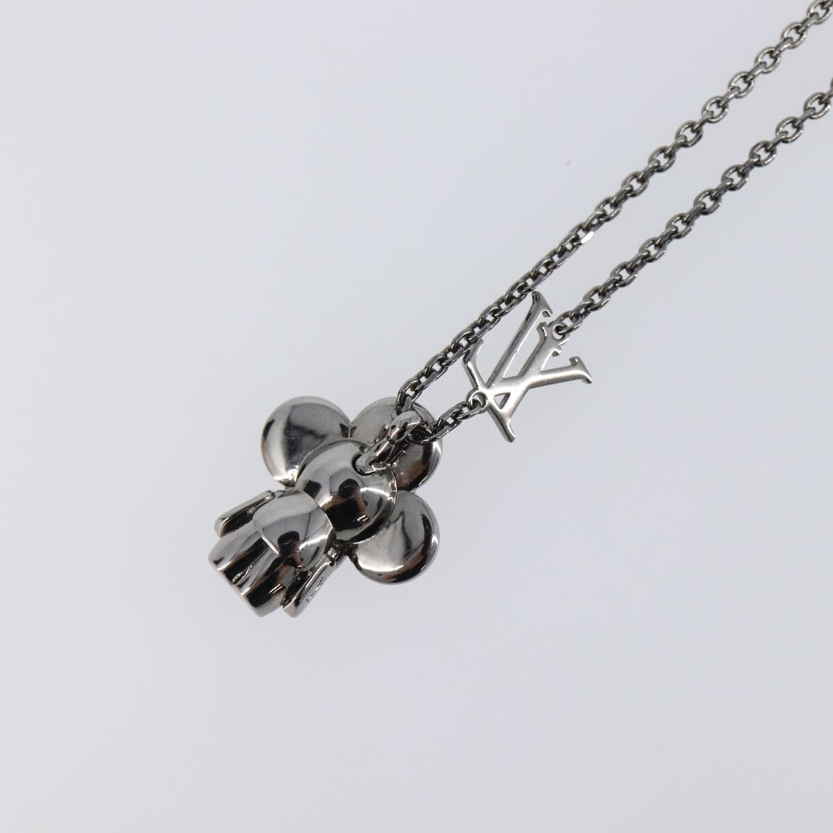 LOUIS VUITTON Pendant Vivienne Necklace Metal Black Silver M00831 Auth 202825M