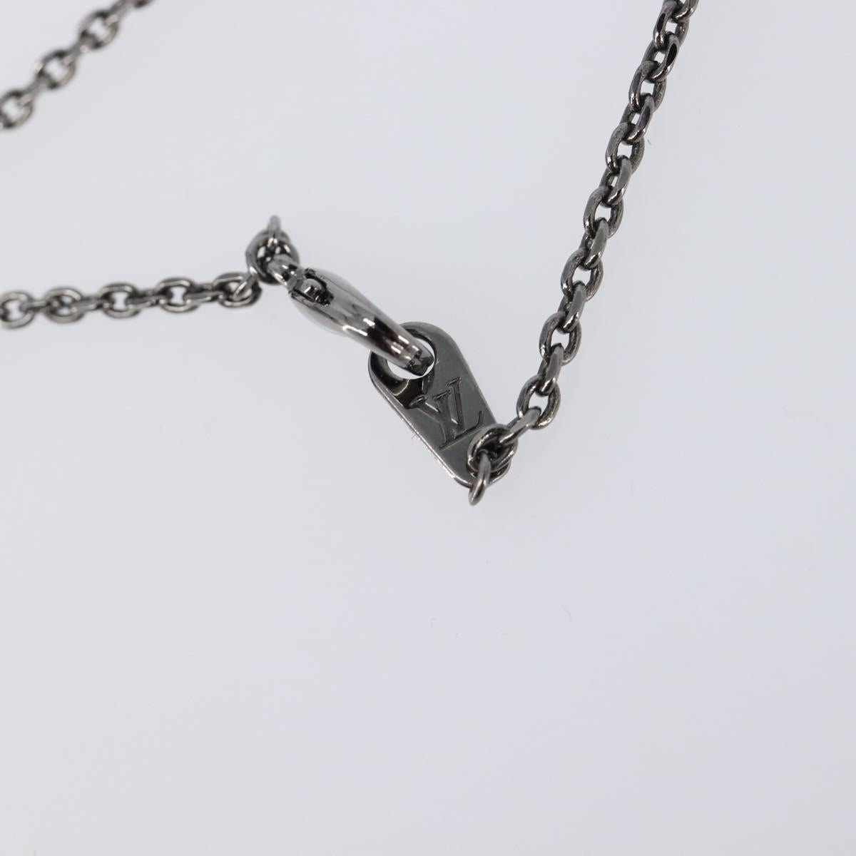 LOUIS VUITTON Pendant Vivienne Necklace Metal Black Silver M00831 Auth 202825M