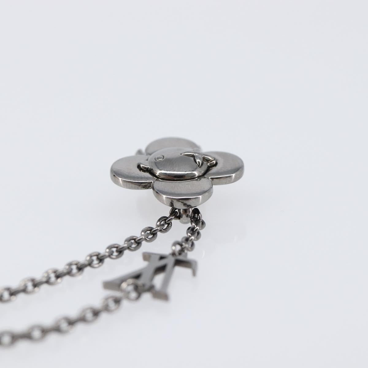 LOUIS VUITTON Pendant Vivienne Necklace Metal Black Silver M00831 Auth 202825M