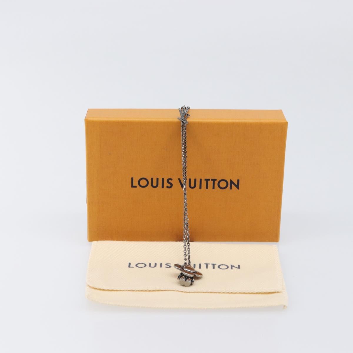 LOUIS VUITTON Pendant Vivienne Necklace Metal Black Silver M00831 Auth 202825M