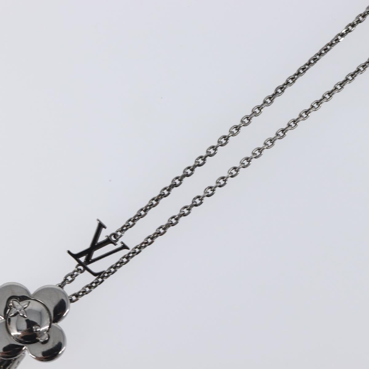 LOUIS VUITTON Pendant Vivienne Necklace Metal Black Silver M00831 Auth 202825M