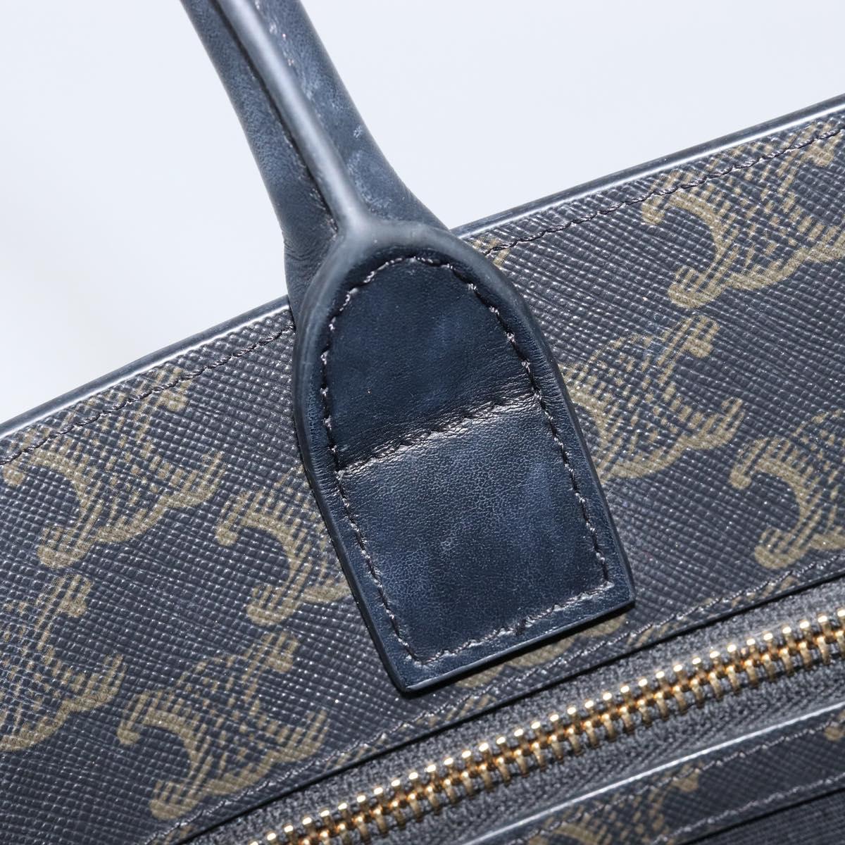 CELINE Macadam Vertical Cabas Hand Bag PVC Leather Brown Gold Tone Auth 202827A