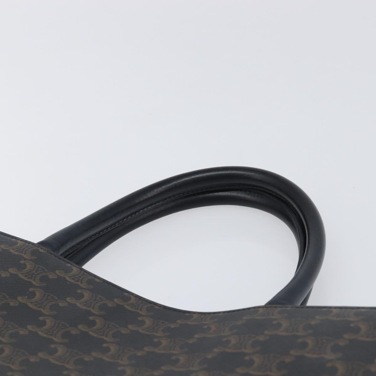 CELINE Macadam Vertical Cabas Hand Bag PVC Leather Brown Gold Tone Auth 202827A