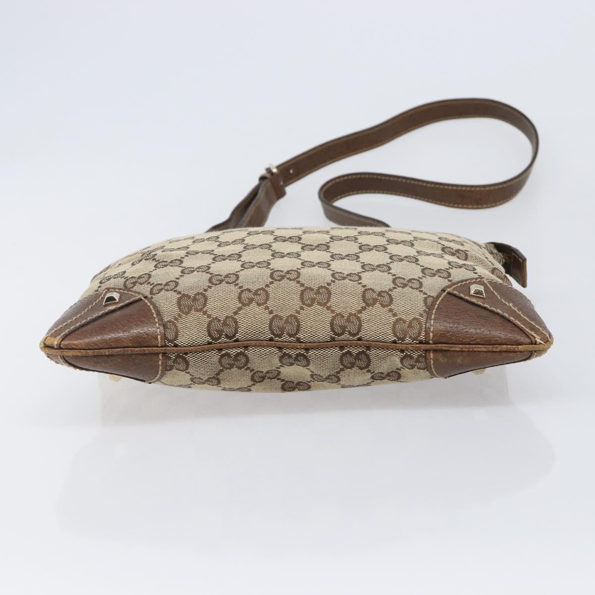 GUCCI GG Canvas Shoulder Bag Beige Gold Tone 120893 Auth 202831