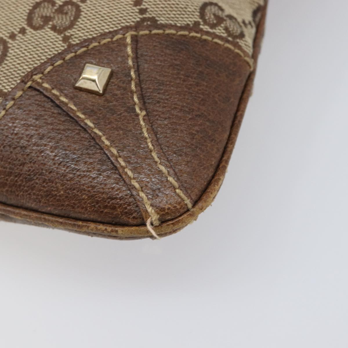GUCCI GG Canvas Shoulder Bag Beige Gold Tone 120893 Auth 202831