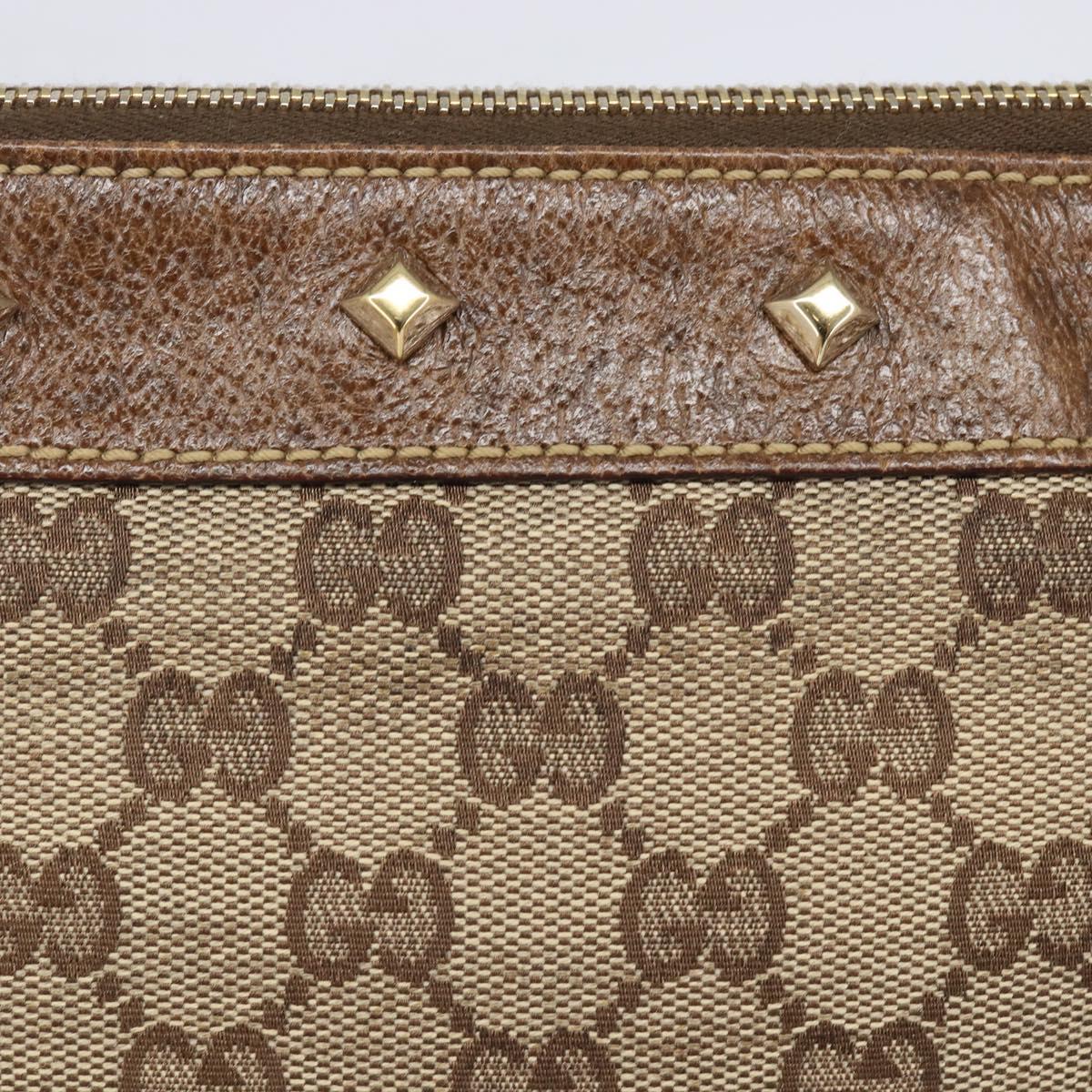 GUCCI GG Canvas Shoulder Bag Beige Gold Tone 120893 Auth 202831