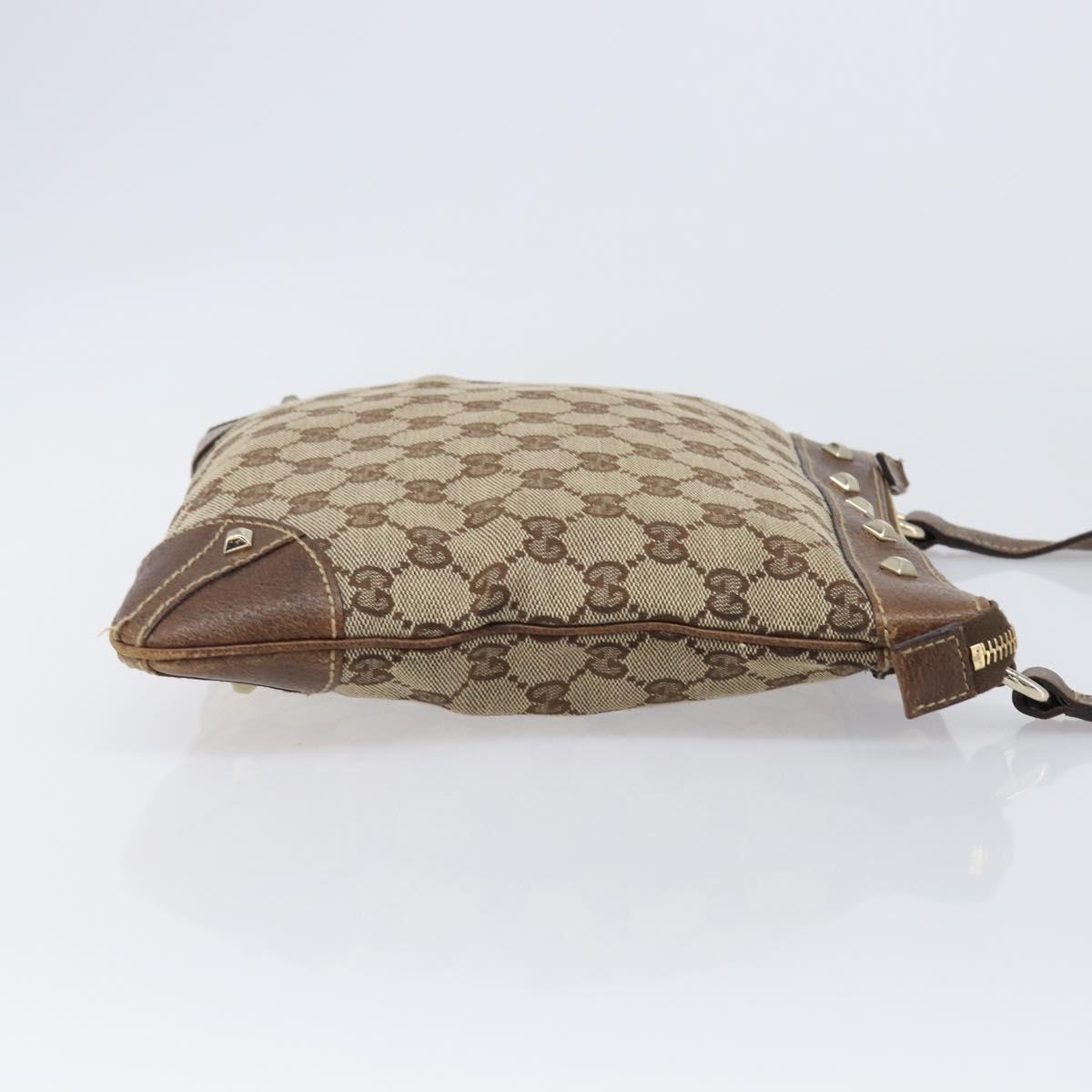 GUCCI GG Canvas Shoulder Bag Beige Gold Tone 120893 Auth 202831