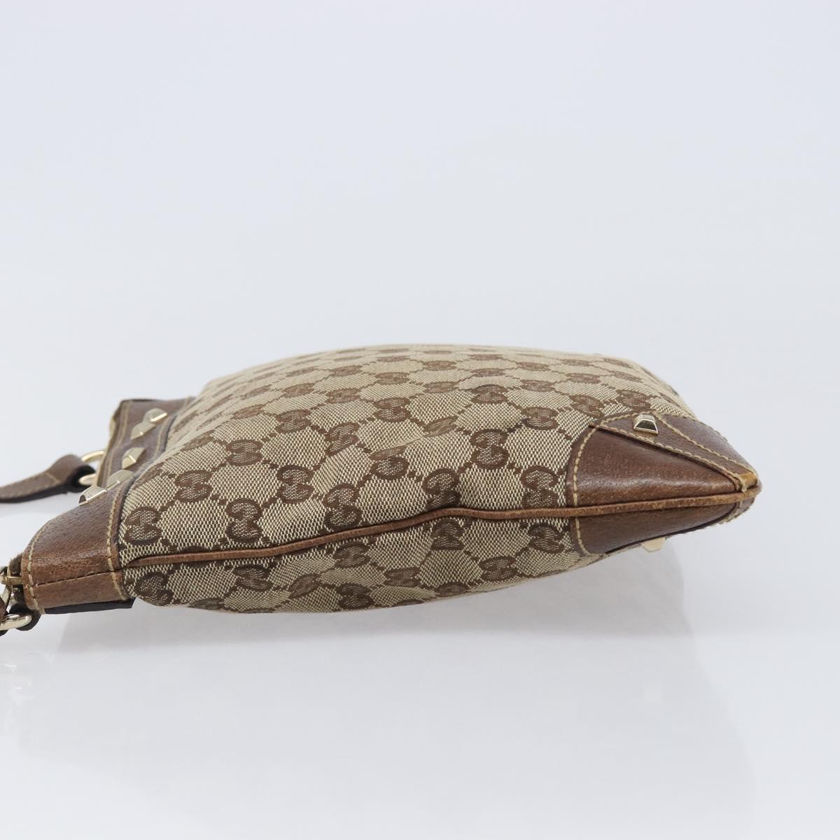 GUCCI GG Canvas Shoulder Bag Beige Gold Tone 120893 Auth 202831