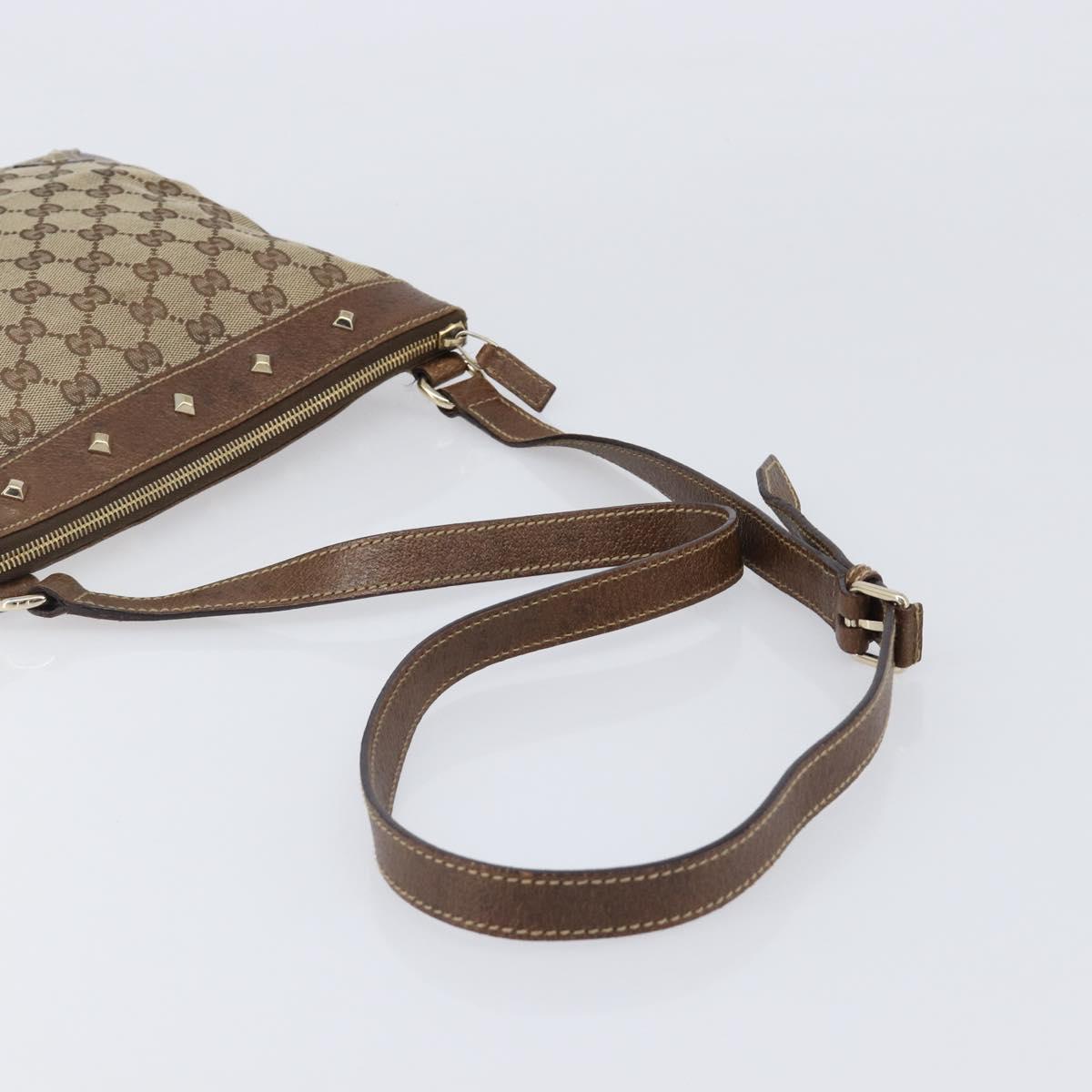 GUCCI GG Canvas Shoulder Bag Beige Gold Tone 120893 Auth 202831
