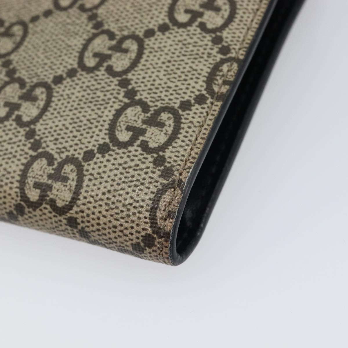 GUCCI GG Supreme Compact Wallet PVC Beige Silver 547083 Auth 202833M